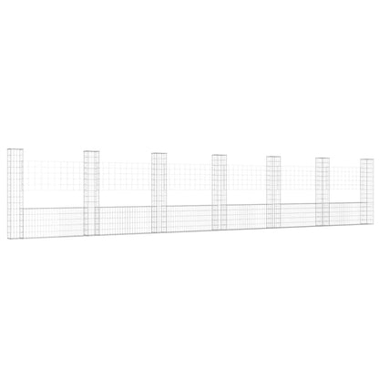 vidaXL Gabionenkorb U-förmig mit 7 Säulen Eisen 740x20x150 cm