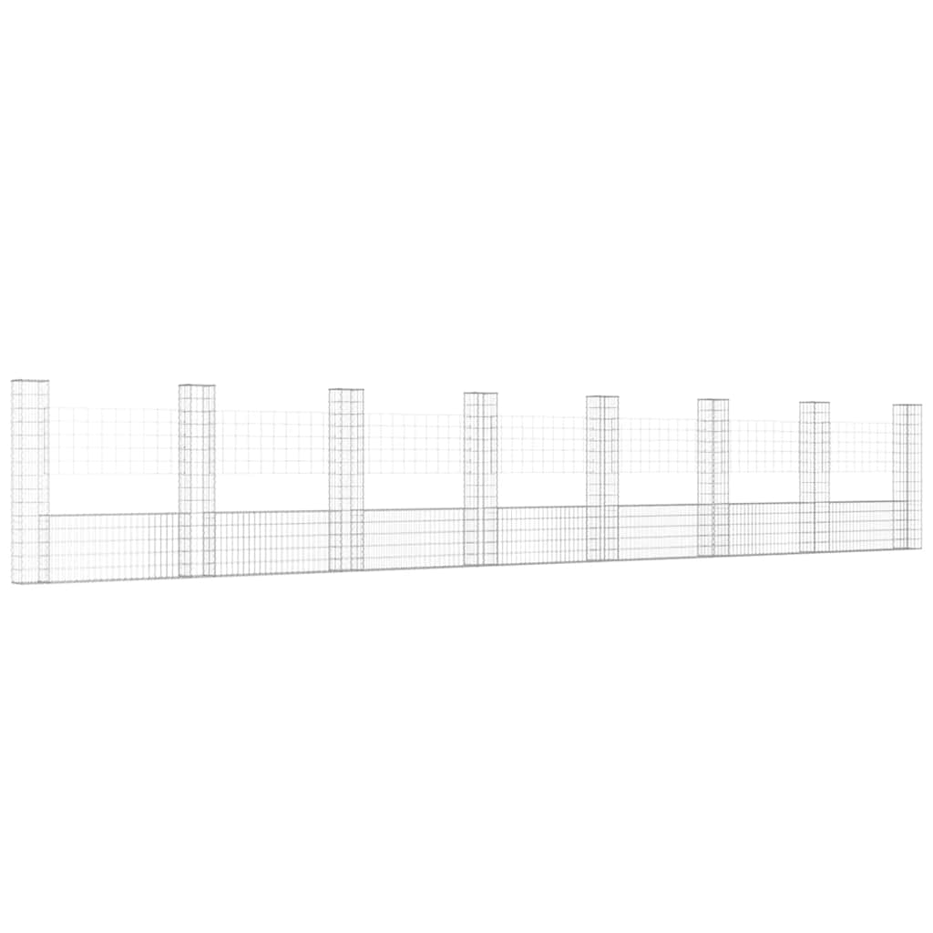 vidaXL Panier de gabion en U avec 8 poteaux en fer 860x20x150 cm