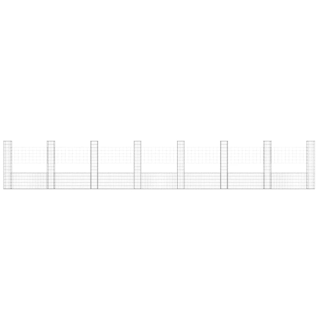 vidaXL Panier de gabion en U avec 8 poteaux en fer 860x20x150 cm