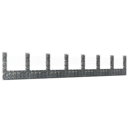 vidaXL Panier de gabion en U avec 8 poteaux en fer 860x20x150 cm
