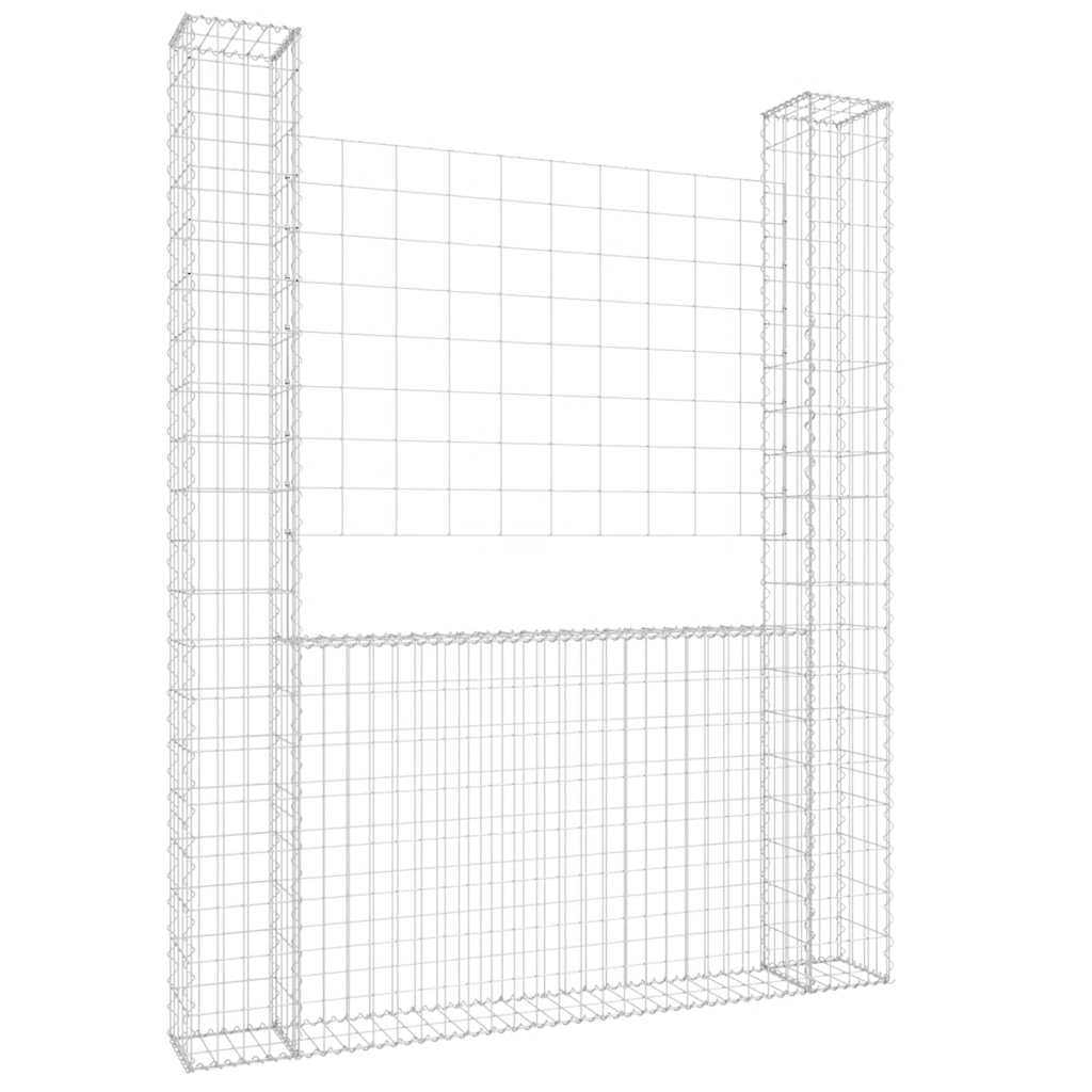 vidaXL Gabionenkorb en U avec 2 piliers en fer 140x20x200 cm