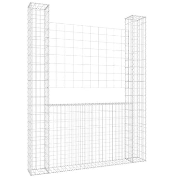 vidaXL Gabionenkorb en U avec 2 piliers en fer 140x20x200 cm