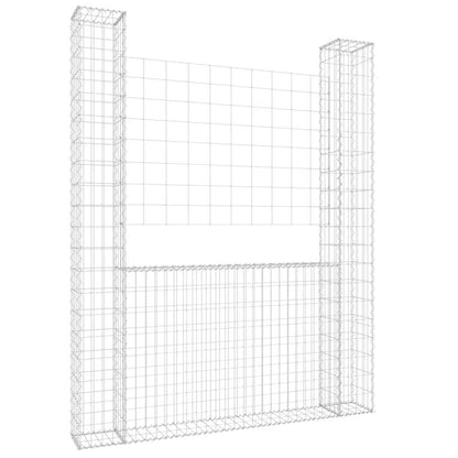 vidaXL Gabionenkorb en U avec 2 piliers en fer 140x20x200 cm