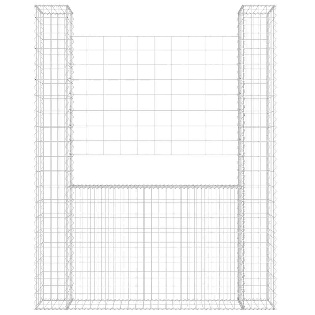 vidaXL Gabionenkorb en U avec 2 piliers en fer 140x20x200 cm