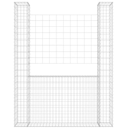 vidaXL Gabionenkorb en U avec 2 piliers en fer 140x20x200 cm
