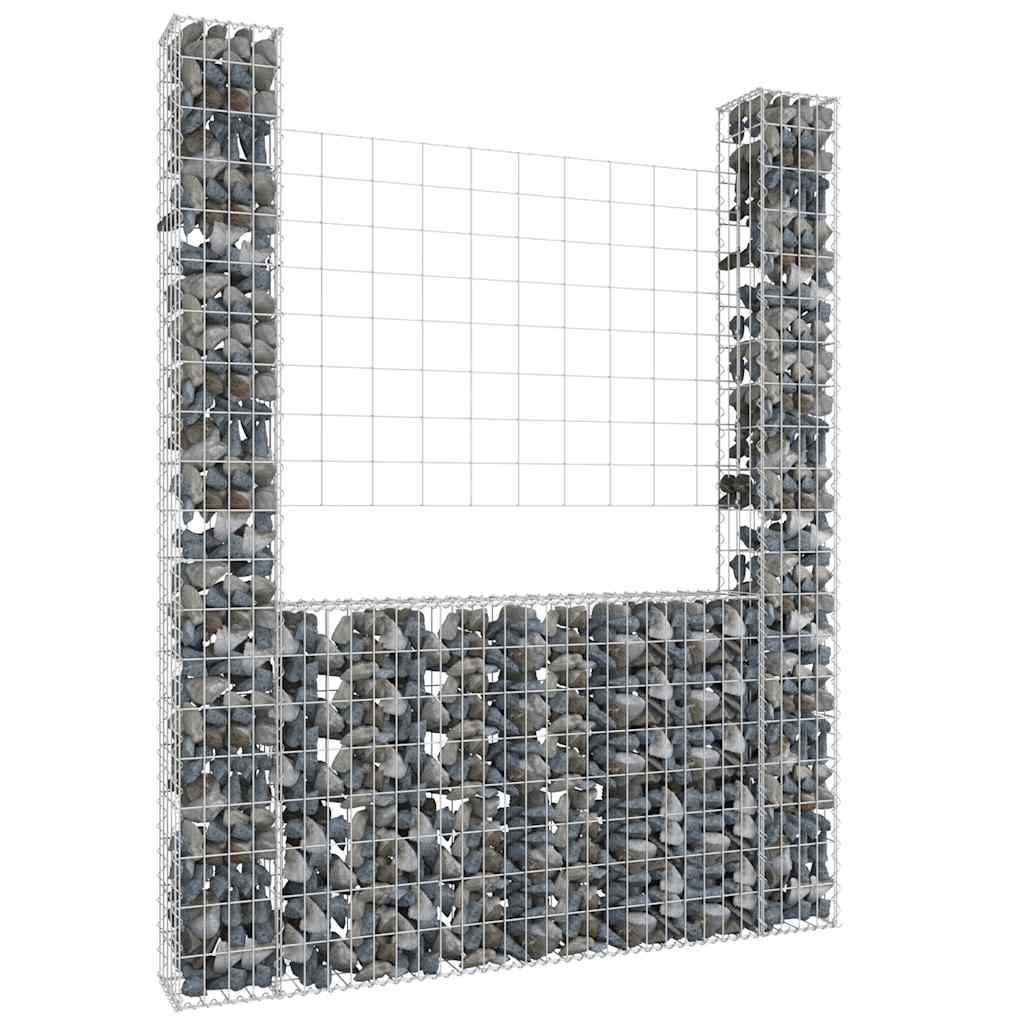 vidaXL Gabionenkorb en U avec 2 piliers en fer 140x20x200 cm