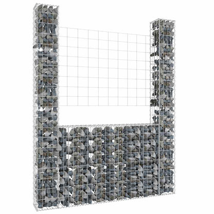 vidaXL Gabionenkorb en U avec 2 piliers en fer 140x20x200 cm