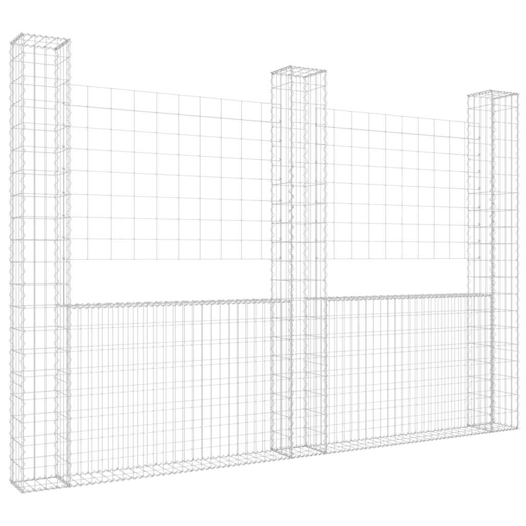 vidaXL Panier Gabion en U avec 3 Piliers Fer 260x20x200 cm