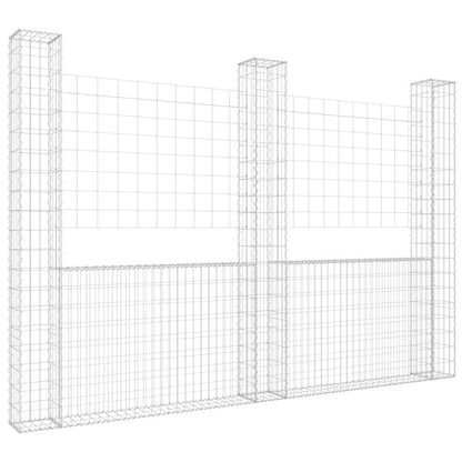 vidaXL Panier Gabion en U avec 3 Piliers Fer 260x20x200 cm