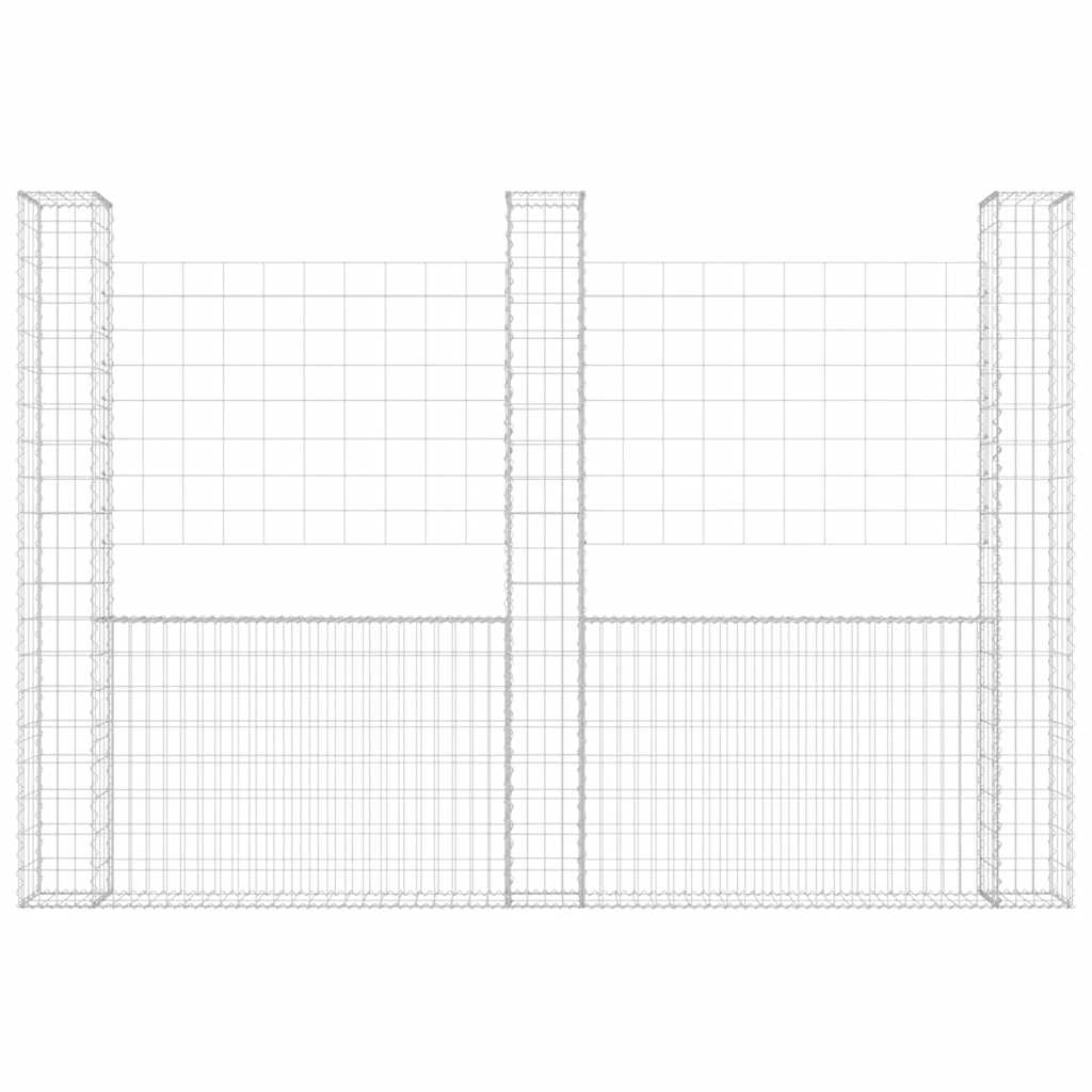 vidaXL Panier Gabion en U avec 3 Piliers Fer 260x20x200 cm