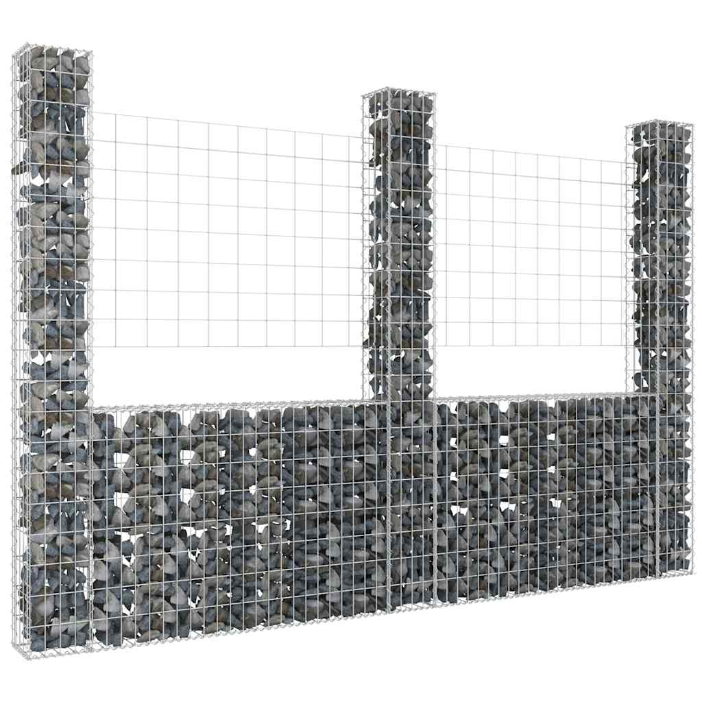 vidaXL Panier Gabion en U avec 3 Piliers Fer 260x20x200 cm