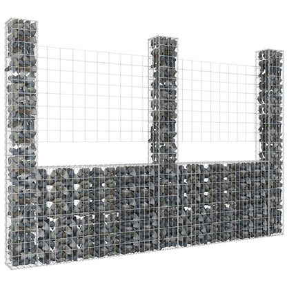 vidaXL Panier Gabion en U avec 3 Piliers Fer 260x20x200 cm