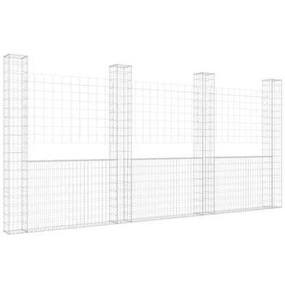 vidaXL Gabionenkorb U-Form mit 4 Säulen Eisen 380x20x200 cm
