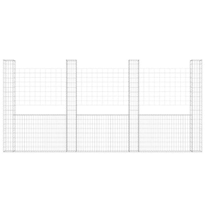 vidaXL Gabionenkorb U-Form mit 4 Säulen Eisen 380x20x200 cm
