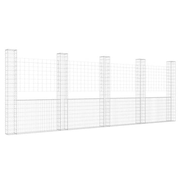 vidaXL Gabionenkorb U-Form mit 5 Säulen Eisen 500x20x200 cm