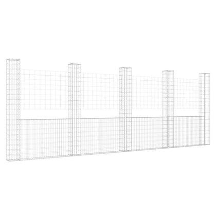 vidaXL Gabionenkorb U-Form mit 5 Säulen Eisen 500x20x200 cm