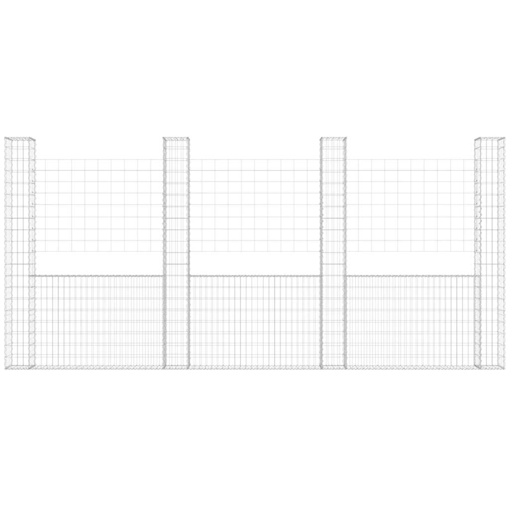 vidaXL Gabionenkorb U-Form mit 5 Säulen Eisen 500x20x200 cm
