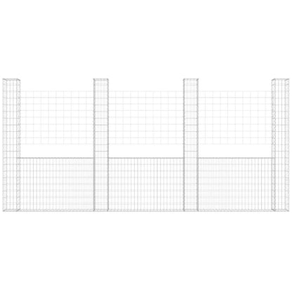 vidaXL Gabionenkorb U-Form mit 5 Säulen Eisen 500x20x200 cm