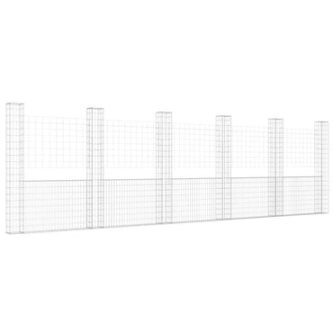 vidaXL Gabionenkorb U-Form mit 6 Säulen Eisen 620x20x200 cm