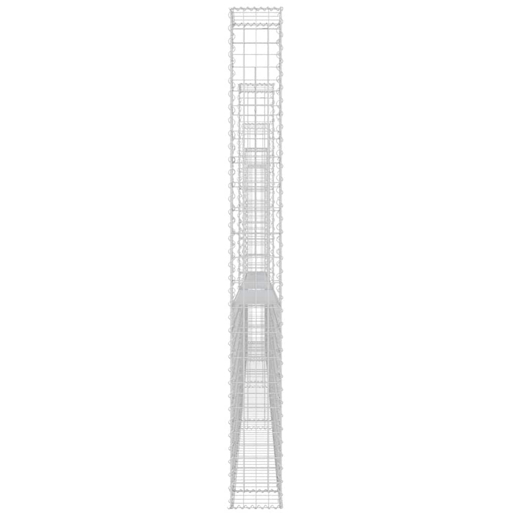 vidaXL Gabionenkorb U-Form mit 6 Säulen Eisen 620x20x200 cm