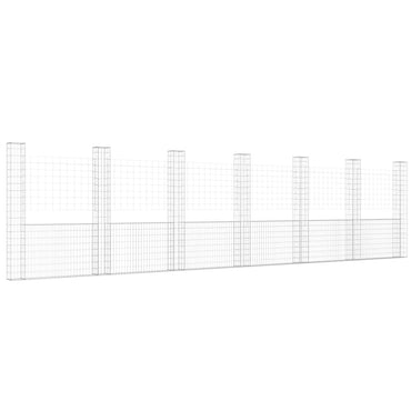 vidaXL Gabionenkorb U-Form mit 7 Säulen Eisen 740x20x200 cm
