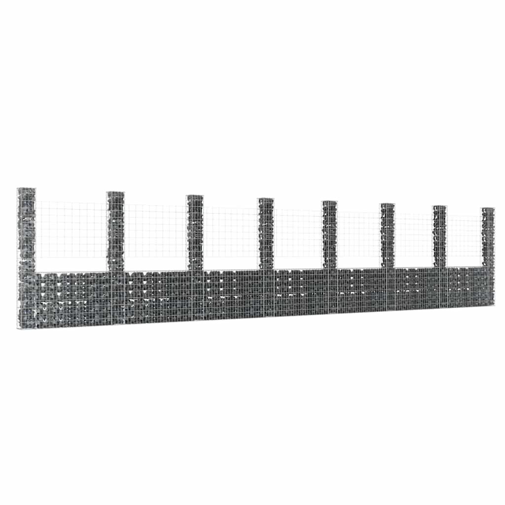 vidaXL Gabionenkorb U-Form mit 8 Säulen Eisen 860x20x200 cm