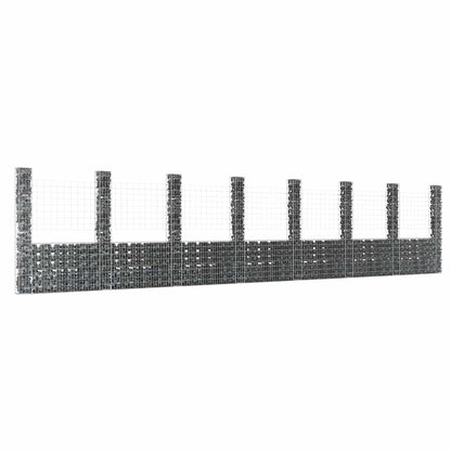 vidaXL Gabionenkorb U-Form mit 8 Säulen Eisen 860x20x200 cm
