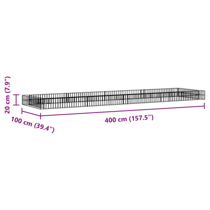 vidaXL Gabionen-Hochbeet Verzinkter Stahl 400x100x20 cm