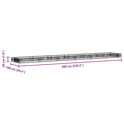 vidaXL Gabionen-Hochbeet Verzinkter Stahl 600x100x20 cm