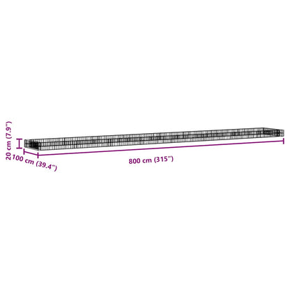 vidaXL Gabionen-Hochbeet Verzinkter Stahl 800x100x20 cm