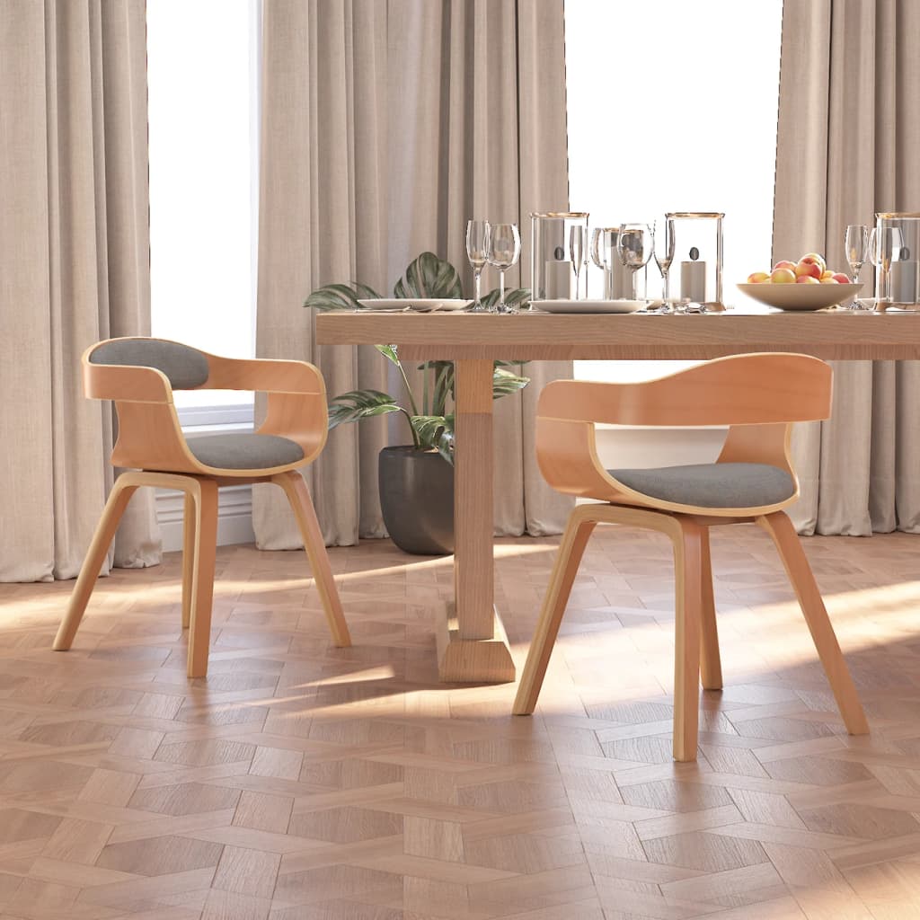 vidaXL Chaises de salle à manger 2 pcs Taupe Bois courbé et tissu