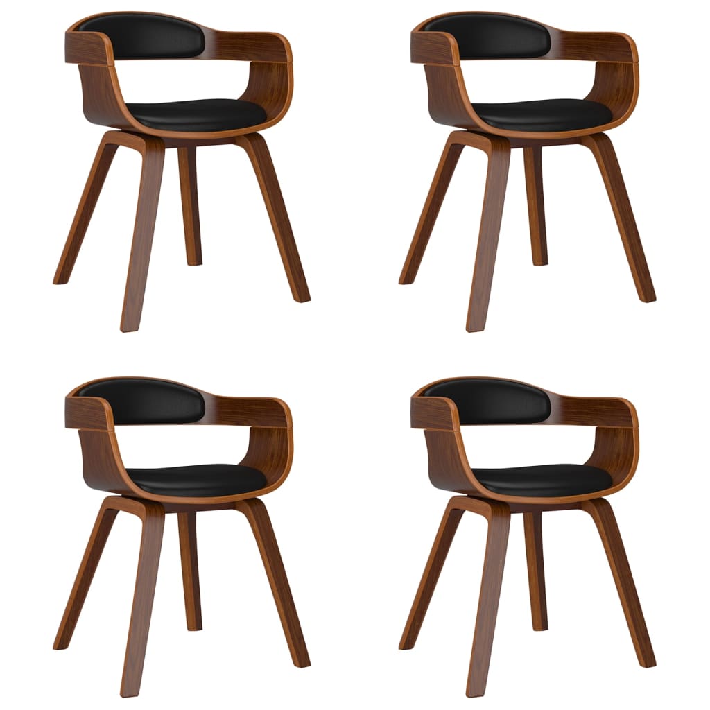 vidaXL Chaises de salle à manger 4 pcs Similicuir et bois courbé noirs