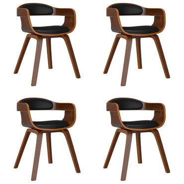 vidaXL Chaises de salle à manger 4 pcs Similicuir et bois courbé noirs