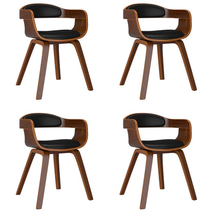 vidaXL Chaises de salle à manger 4 pcs Similicuir et bois courbé noirs