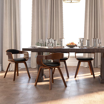 vidaXL Chaises de salle à manger 4 pcs Similicuir et bois courbé noirs
