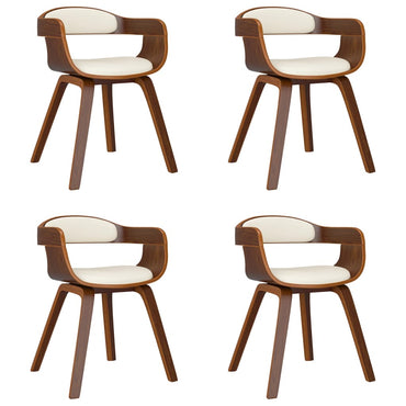 vidaXL Chaises de salle à manger 4 pcs Crème Bois courbé et similicuir