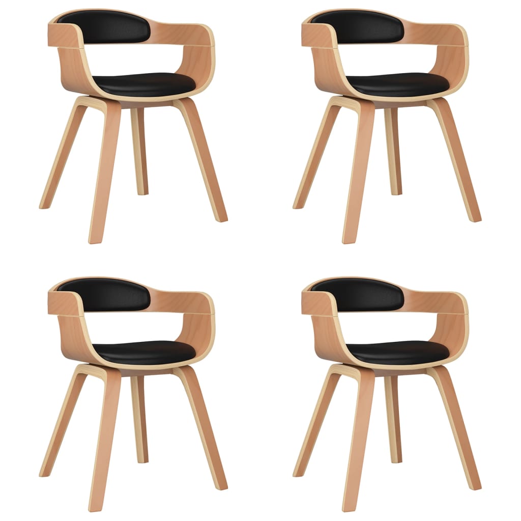 vidaXL Chaises de salle à manger 4 pcs Similicuir et bois courbé noirs