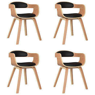 vidaXL Chaises de salle à manger 4 pcs Similicuir et bois courbé noirs