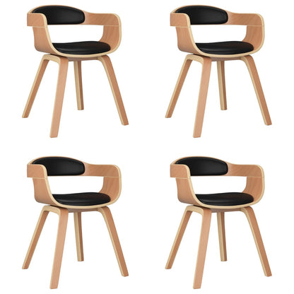 vidaXL Chaises de salle à manger 4 pcs Similicuir et bois courbé noirs