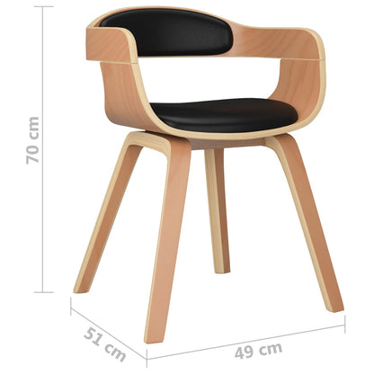 vidaXL Chaises de salle à manger 4 pcs Similicuir et bois courbé noirs