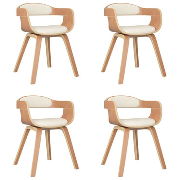 vidaXL Chaises de salle à manger 4 pcs Crème Bois courbé et similicuir