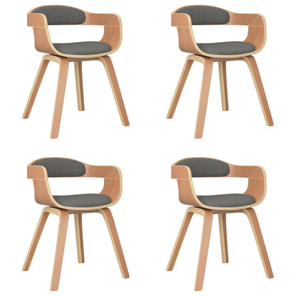 vidaXL Chaises de salle à manger 4 pcs Gris clair Bois courbé et tissu