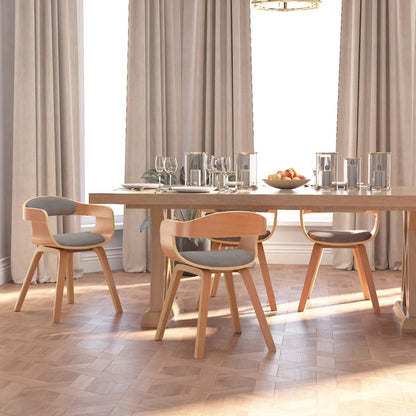 vidaXL Chaises de salle à manger 4 pcs. Taupe Bois courbé et tissu