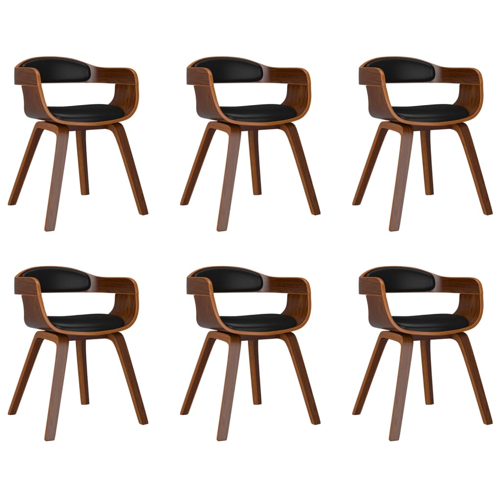 vidaXL Chaises de salle à manger 6 pcs Noir Bois courbé et similicuir