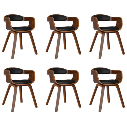 vidaXL Chaises de salle à manger 6 pcs Noir Bois courbé et similicuir