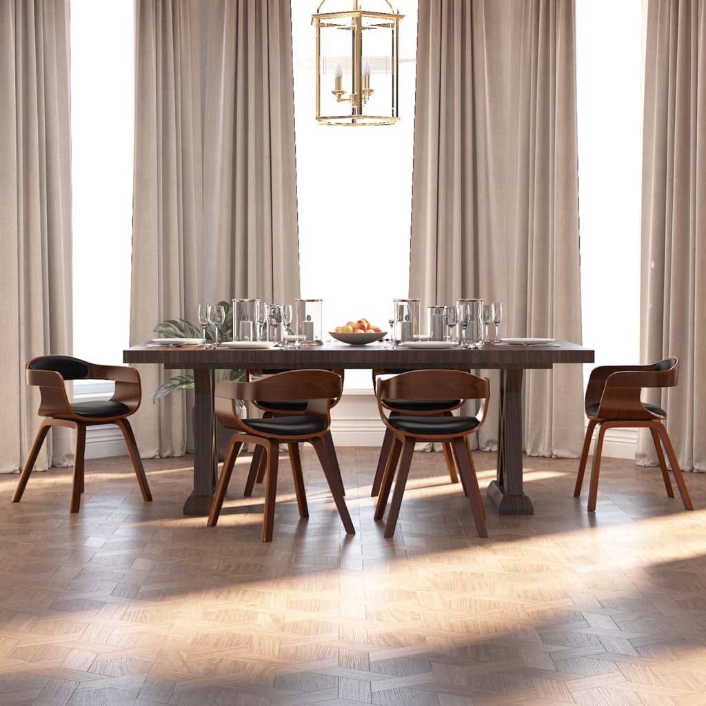 vidaXL Chaises de salle à manger 6 pcs Noir Bois courbé et similicuir