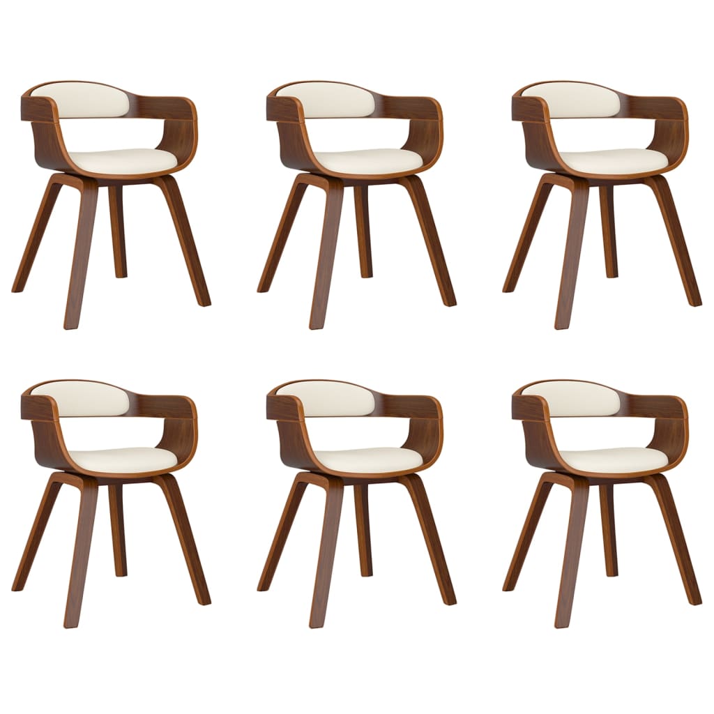 vidaXL Chaises de salle à manger 6 pcs Crème Bois courbé et similicuir