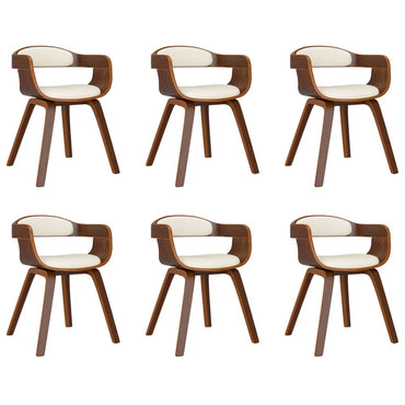 vidaXL Chaises de salle à manger 6 pcs Crème Bois courbé et similicuir