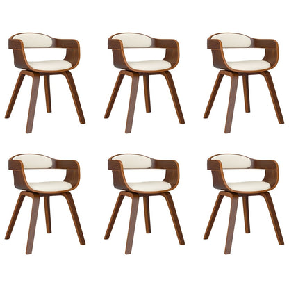 vidaXL Chaises de salle à manger 6 pcs Crème Bois courbé et similicuir
