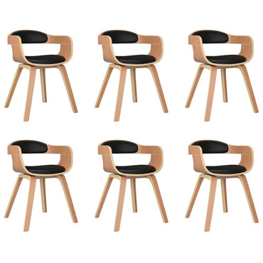 vidaXL Chaises de salle à manger 6 pcs Noir Bois courbé et similicuir